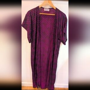 Purple Patterned Long Duster Kimono